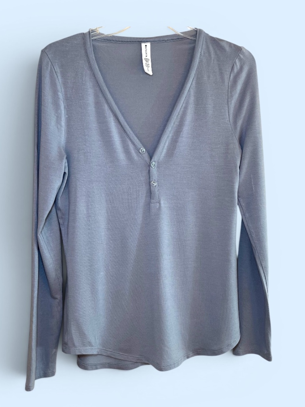 Athleta Soft Dusty Blue Modal Henley Nighttime Bliss Sleep Top Size Small